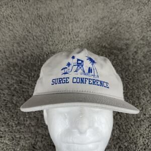 Surge Conference Hat Cap Snap Back Mens White Blue Beach Graphic AS Colour